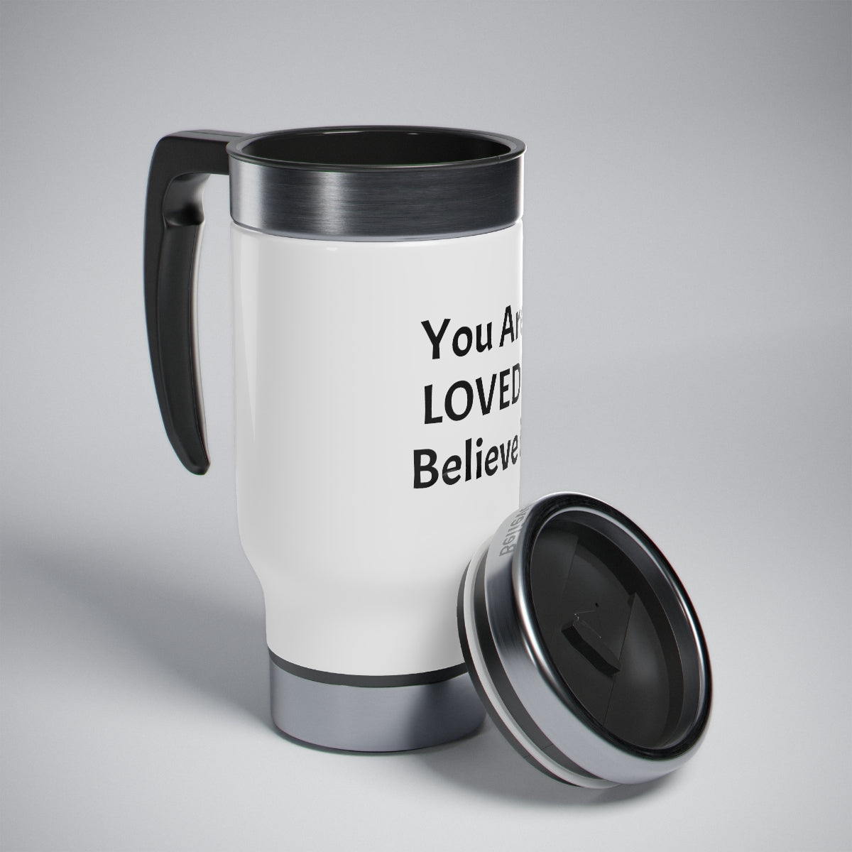 You Are Loved! Stainless Steel Travel Mug with Handle, 14oz